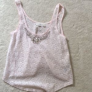 White Lace Jeweled Tank Top